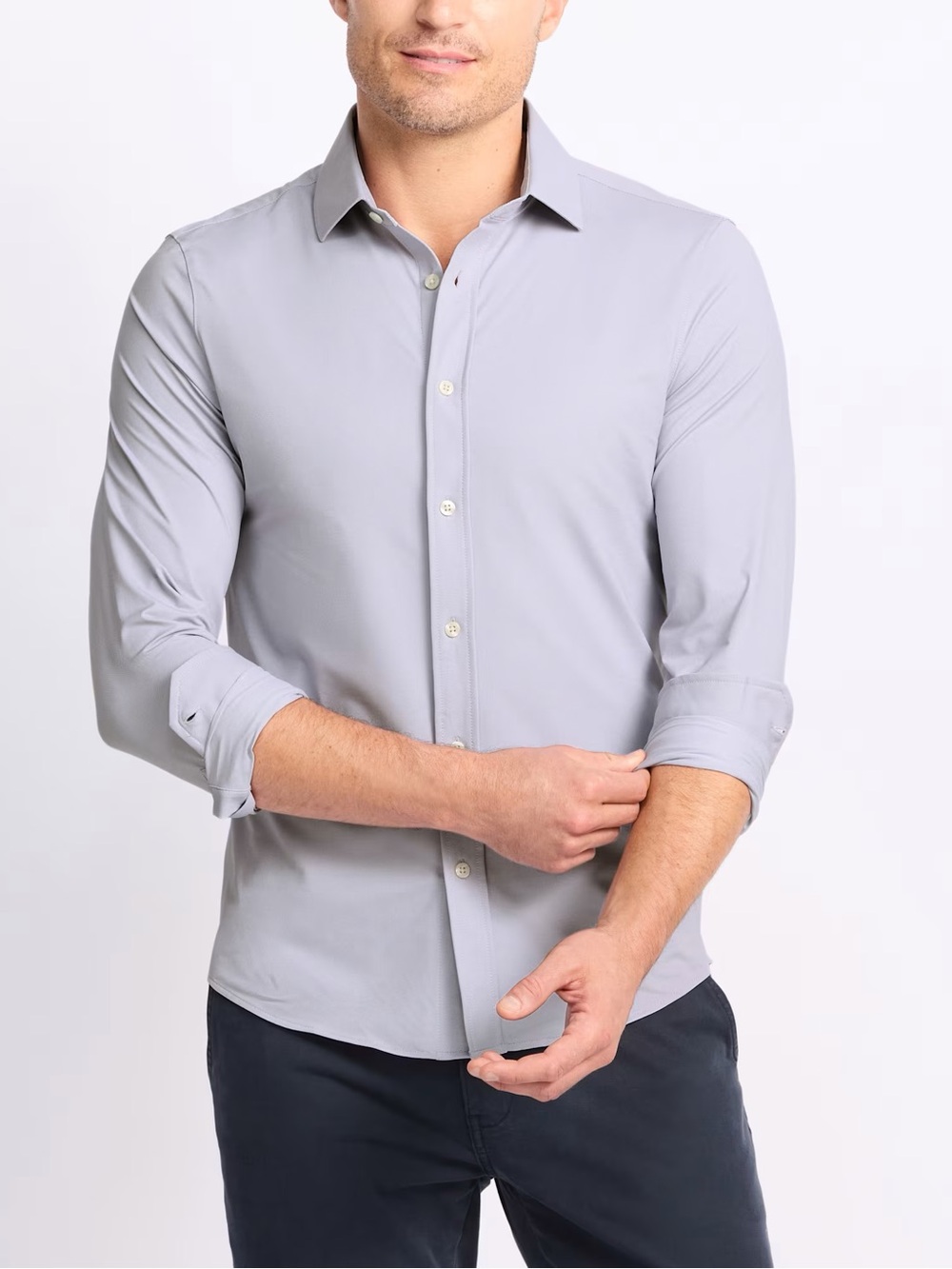 RHONE Slim Fit Semi Commuter Shirt, purple, size Large